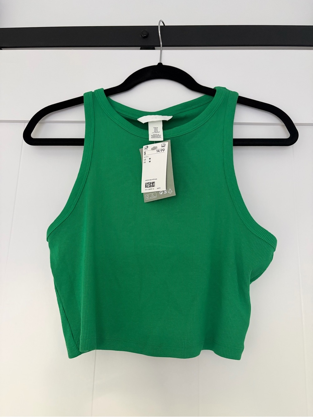 H&M Bright Green Ribbed Crop Tank Top